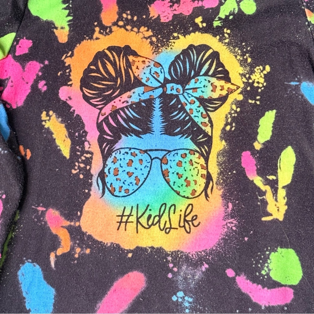 SHEIN Black and Multicolor Graphic Kids Dress - Picture 4 of 7